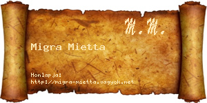 Migra Mietta névjegykártya